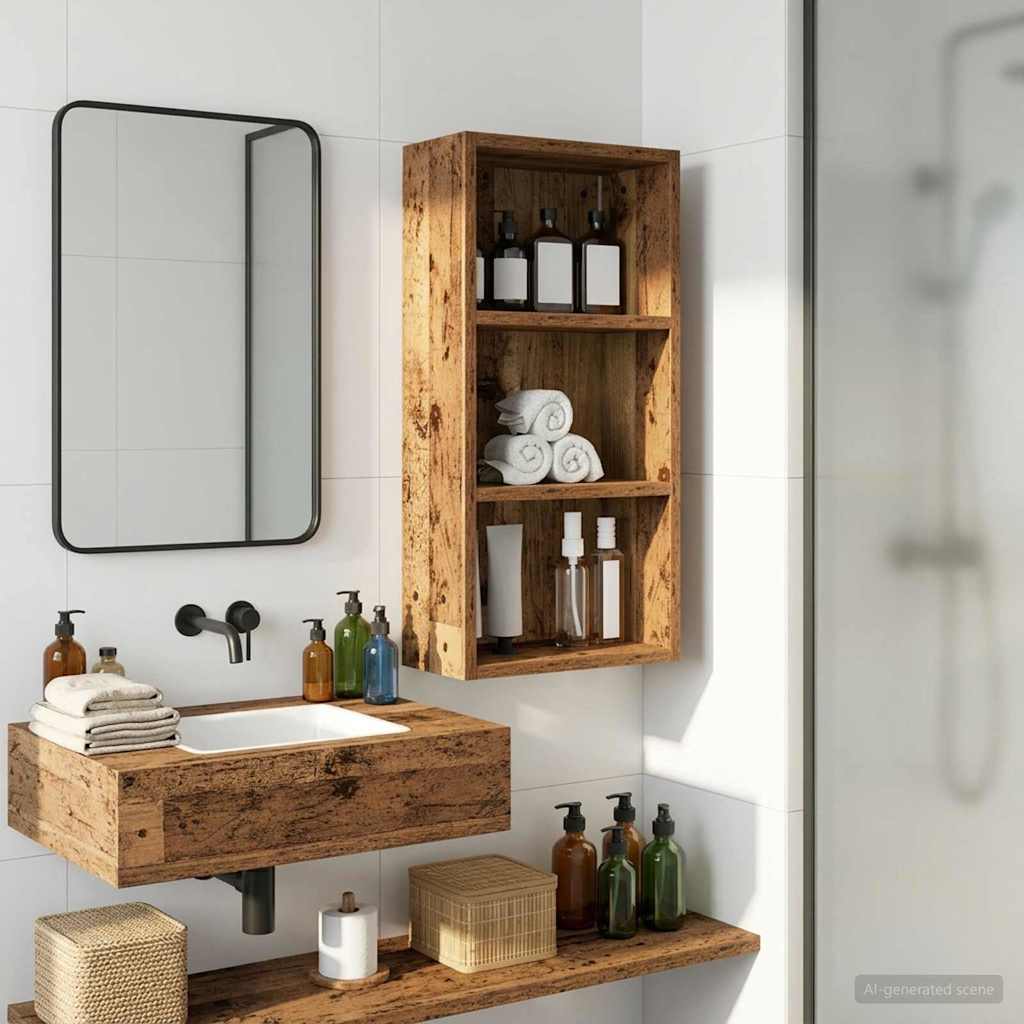 Bathroom Wall Cabinet Old Wood 30 x 16 x 62.5 cm