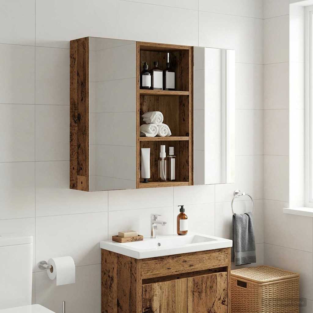 Bathroom Wall Cabinet with Shelf Old Wood 30 x 16 x 62.5 cm