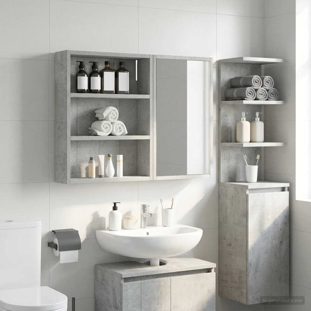 Bathroom Wall Cabinet with Shelf Concrete Grey 40 x 10 x 50 cm