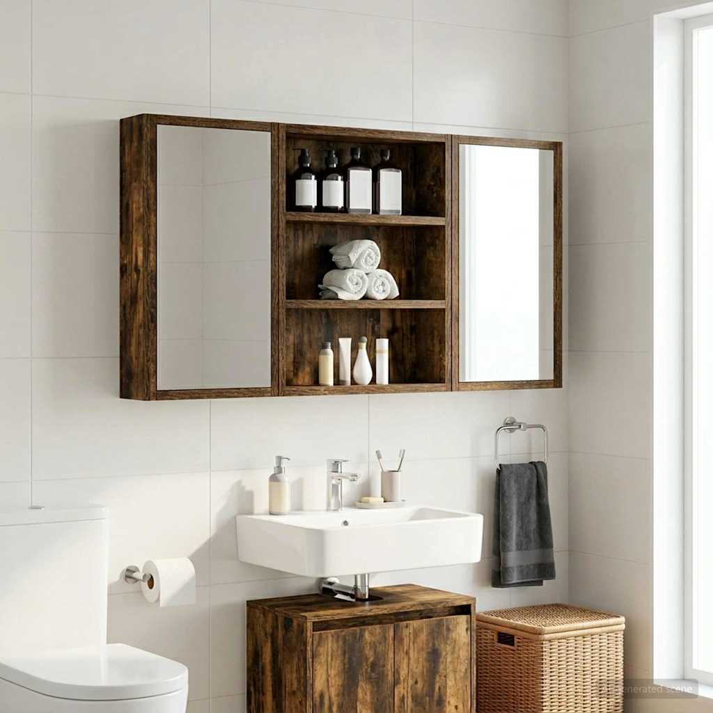 Bathroom Wall Cabinet with Shelf Smoked Oak 40 x 10 x 50 cm