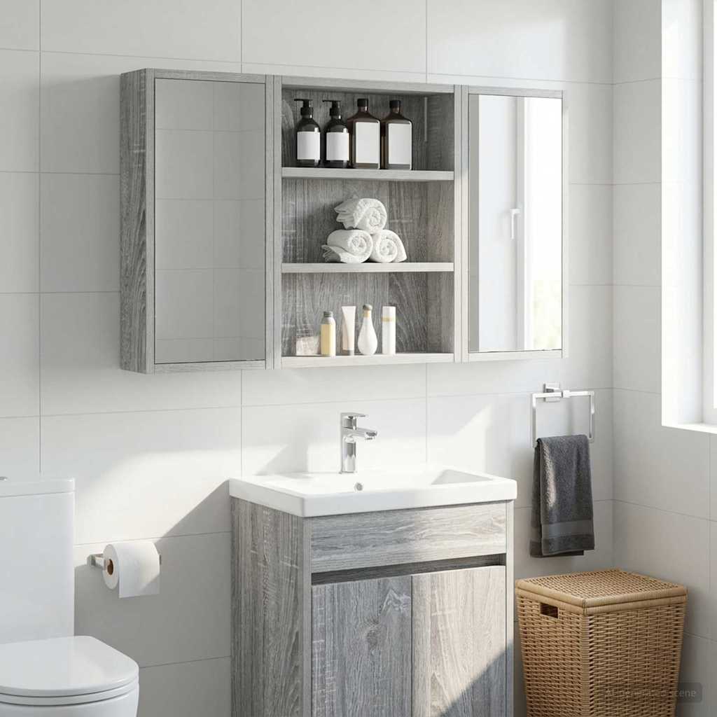 Bathroom Wall Cabinet with Shelf Grey Sonoma 40 x 10 x 50 cm