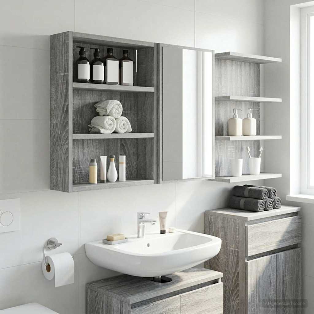 Bathroom Wall Cabinet with Shelf Grey Sonoma 40 x 10 x 50 cm