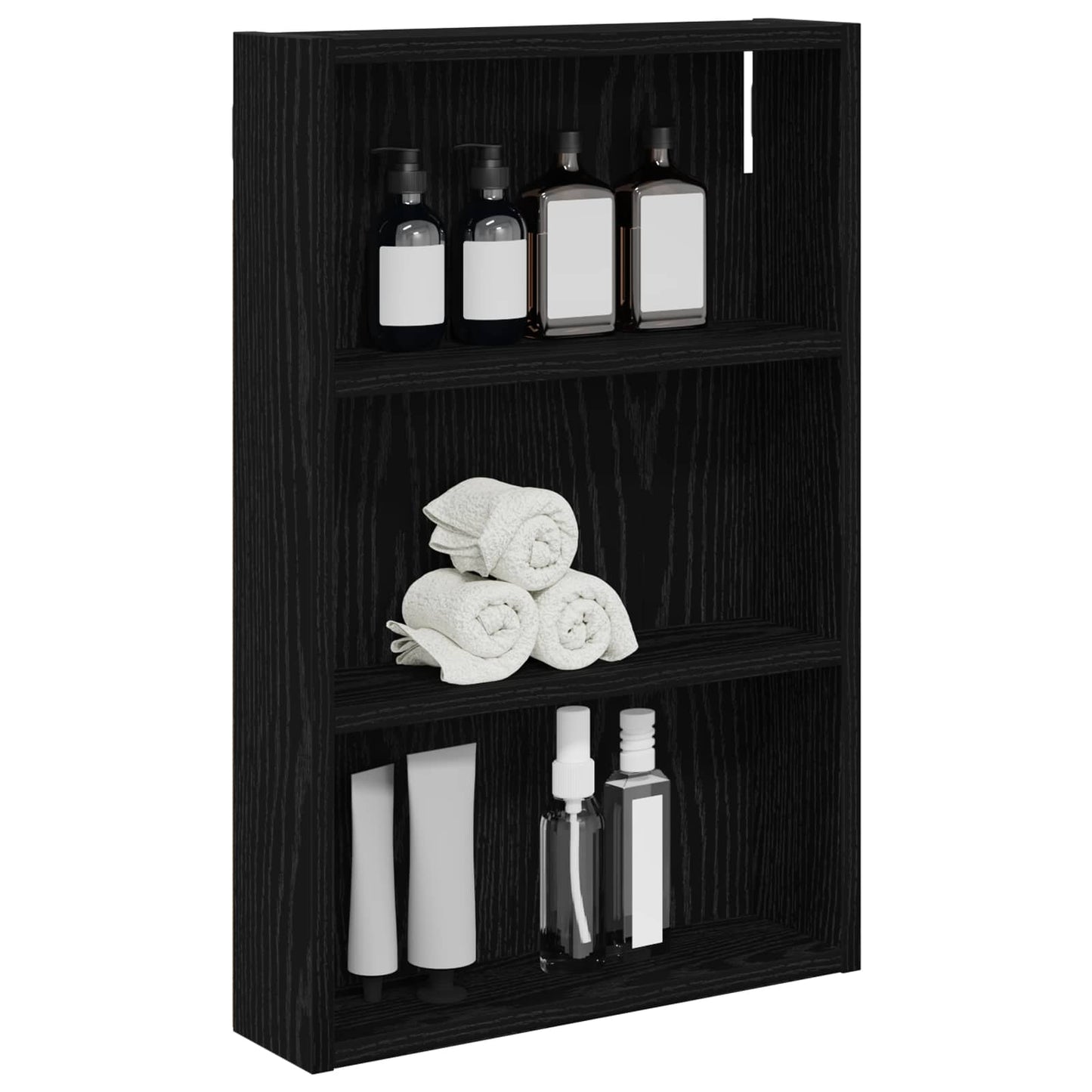 Bathroom Wall Cabinet with Shelf Black Oak 40 x 10 x 60.5 cm