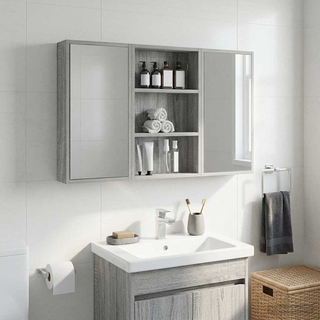 Bathroom Wall Cabinet with Shelf Grey Sonoma 40 x 10 x 60.5 cm