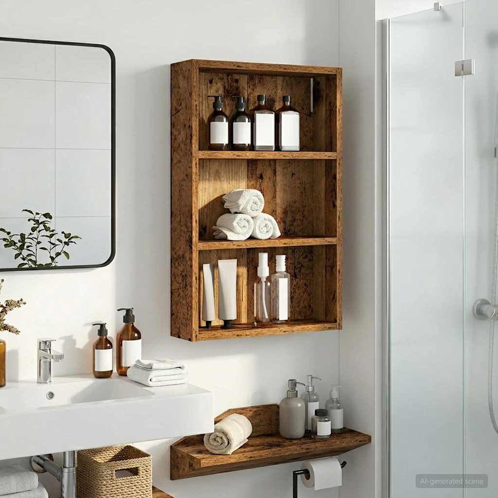 Bathroom Wall Cabinet Old Wood 40 x 10 x 60.5 cm