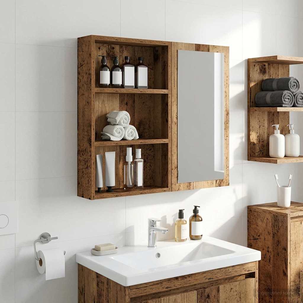 Bathroom Wall Cabinet Old Wood 40 x 10 x 60.5 cm