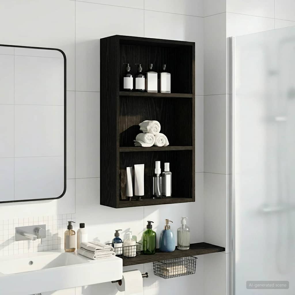 Bathroom Wall Cabinet Black Oak 40 x 14 x 70 cm Engineered wood