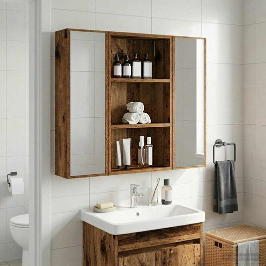 Bathroom Wall Cabinet Old Wood 40 x 14 x 70 cm Engineered wood