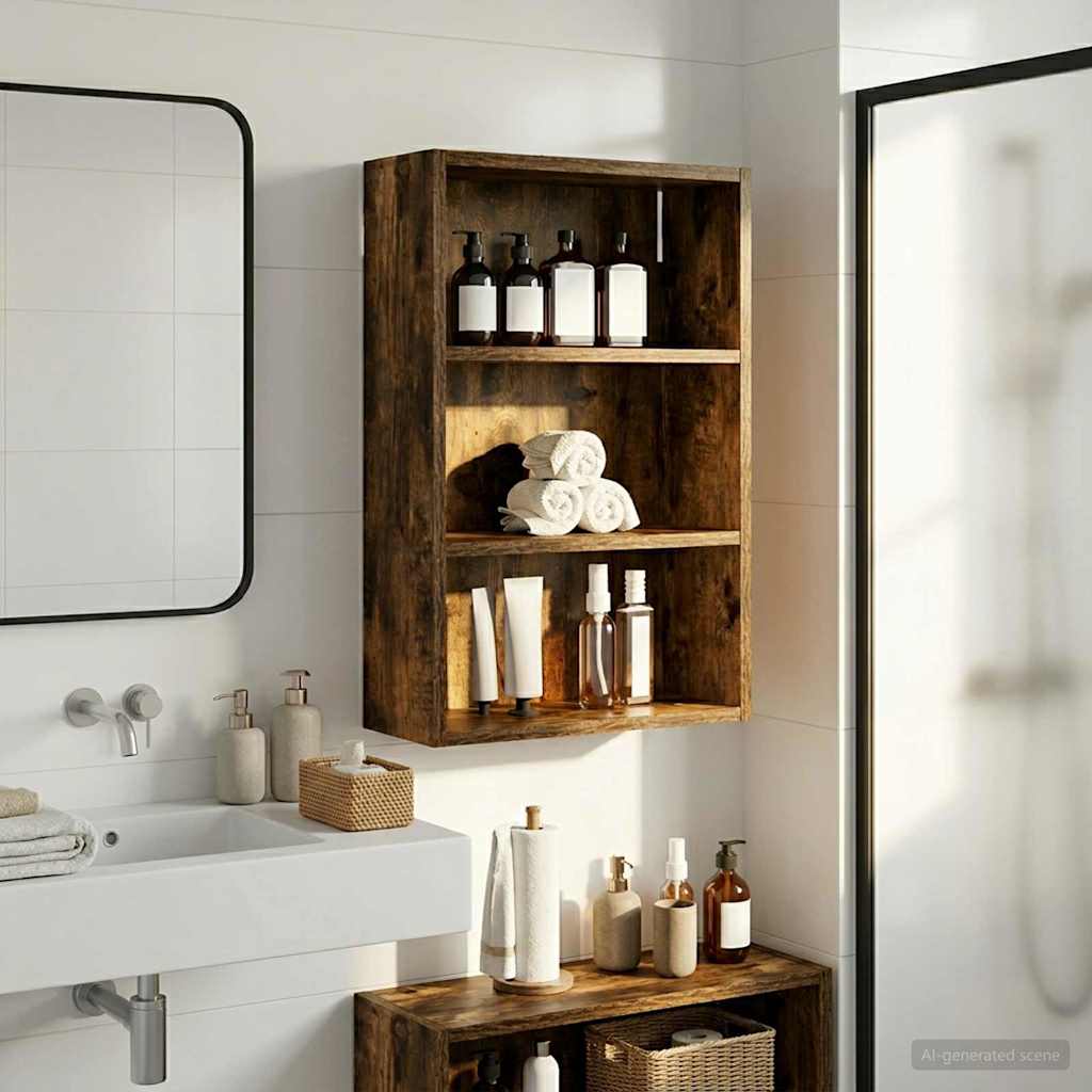 Bathroom Wall Cabinet Smoked Oak 40 x 16 x 62.5 cm