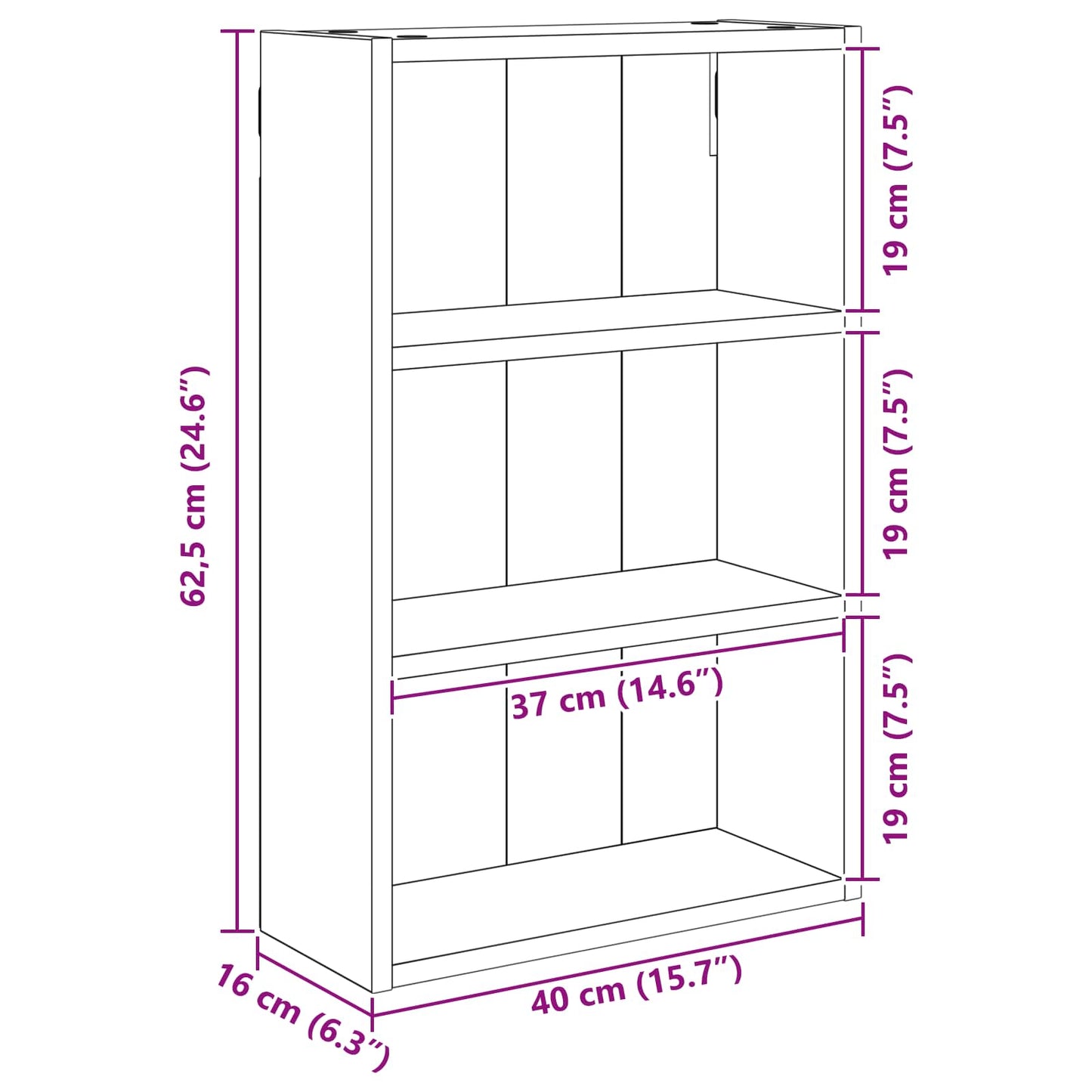 Bathroom Wall Cabinet Smoked Oak 40 x 16 x 62.5 cm