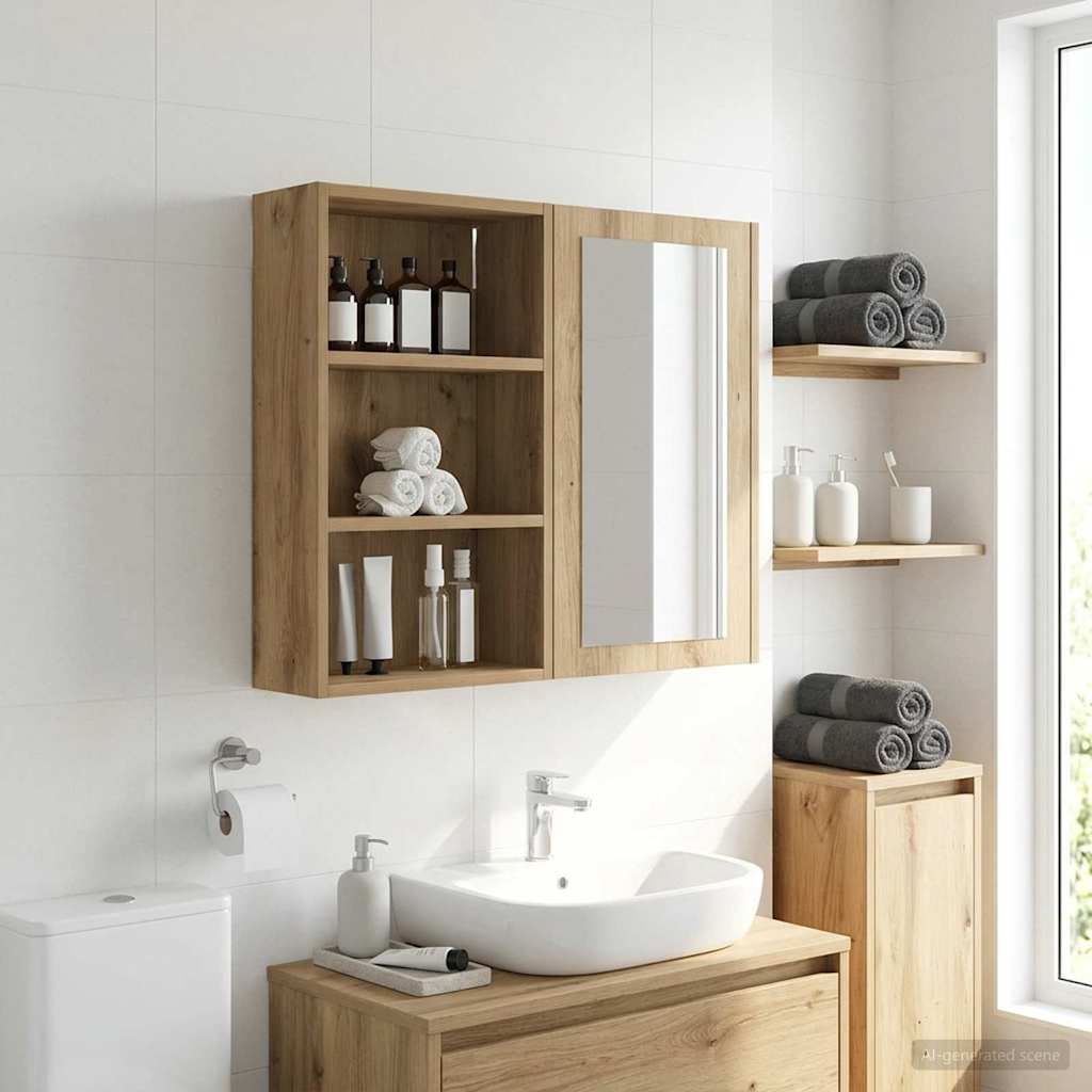 Bathroom Wall Cabinet Artisan Oak 40 x 16 x 62.5 cm