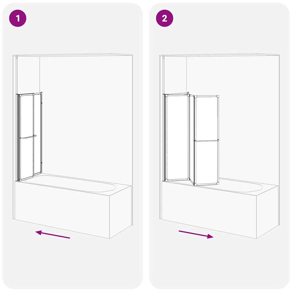 Bath Screen Folding Frosted Aluminium