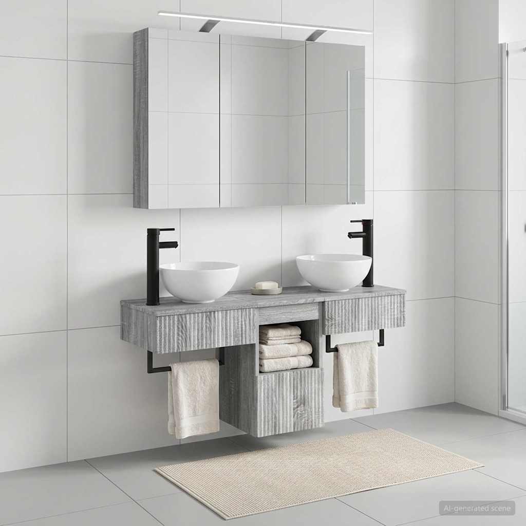 Bathroom Cabinet Set 4 pcs Grey Sonoma Engineered Wood