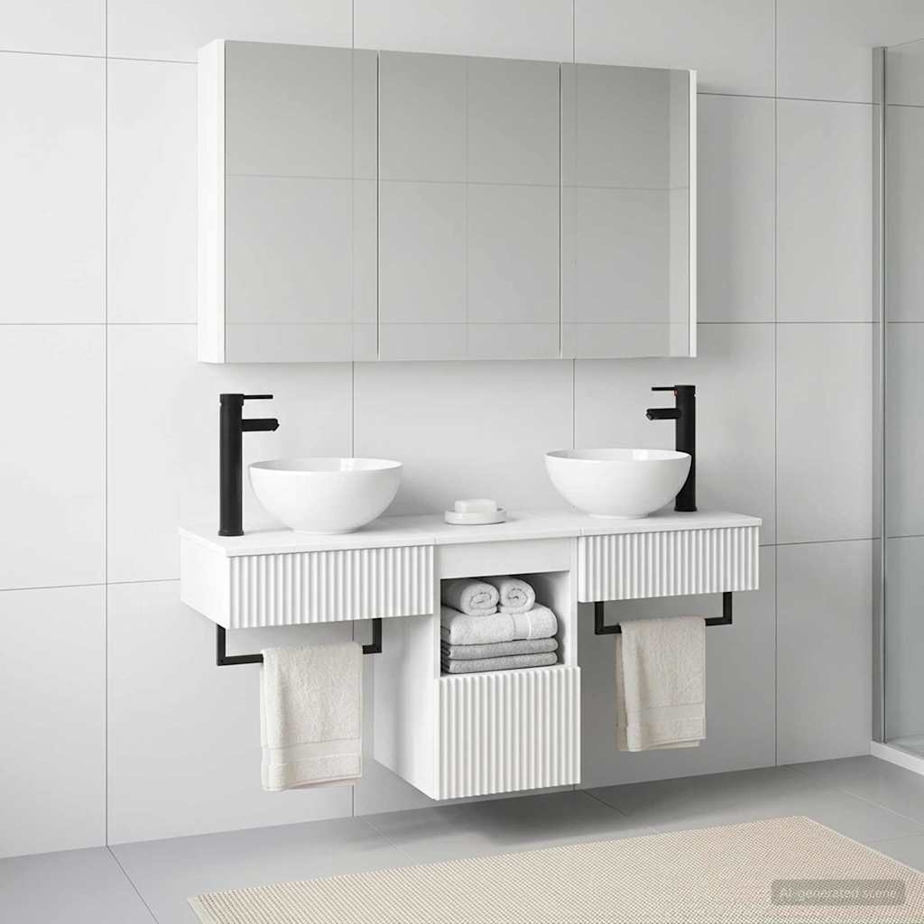 Bathroom Cabinet Set 4 pcs White 103.5 x 15.5 x 70 cm