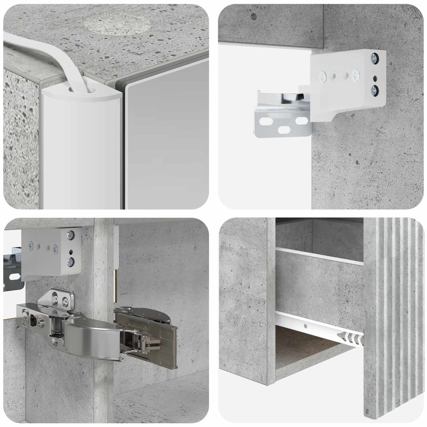 Bathroom Cabinet Set 4 pcs Concrete Grey 103.5 x 15.5 x 70 cm