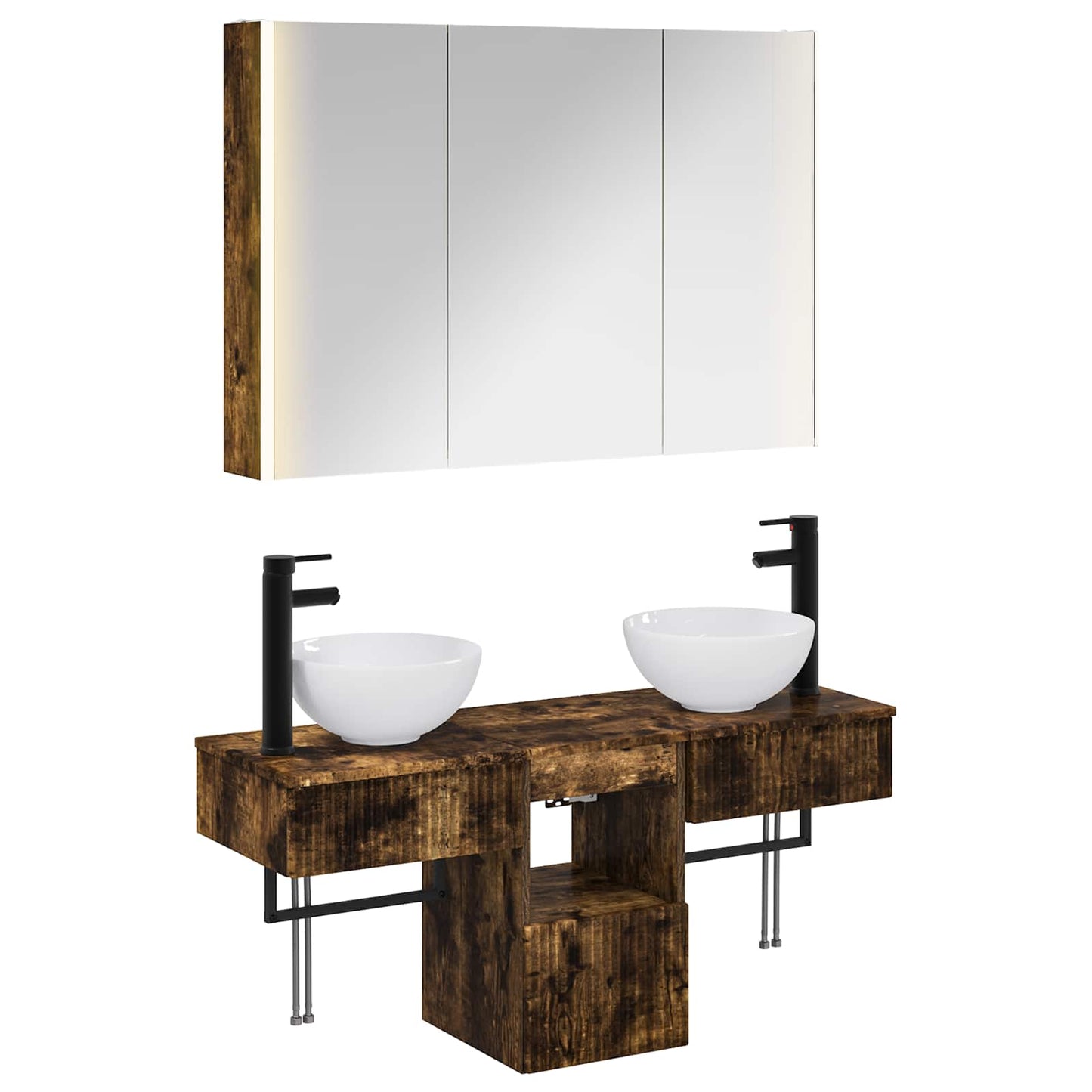 Bathroom Cabinet Set 4 pcs Smoked Oak 103.5 x 15.5 x 70 cm