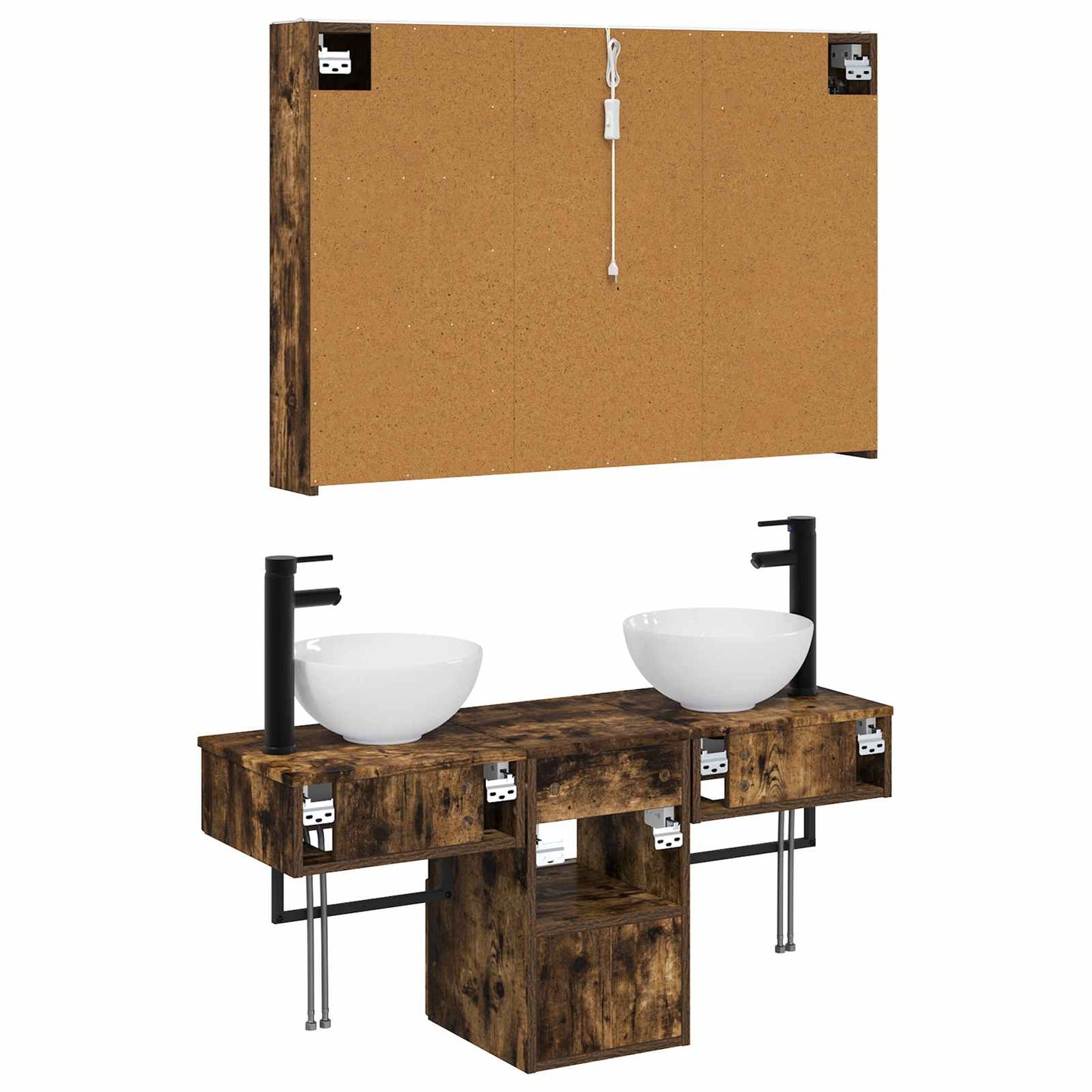 Bathroom Cabinet Set 4 pcs Smoked Oak 103.5 x 15.5 x 70 cm