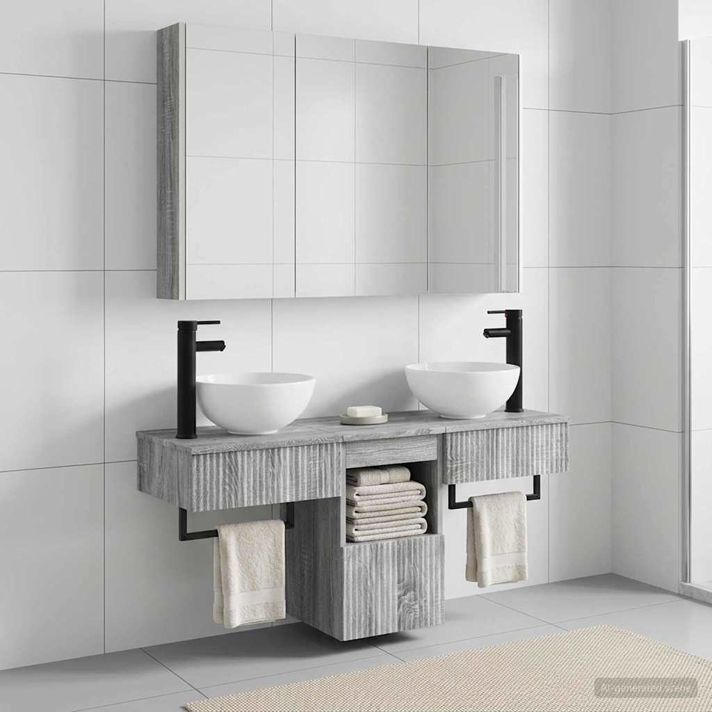 Bathroom Cabinet Set 4 pcs Grey Sonoma 103.5 x 15.5 x 70 cm