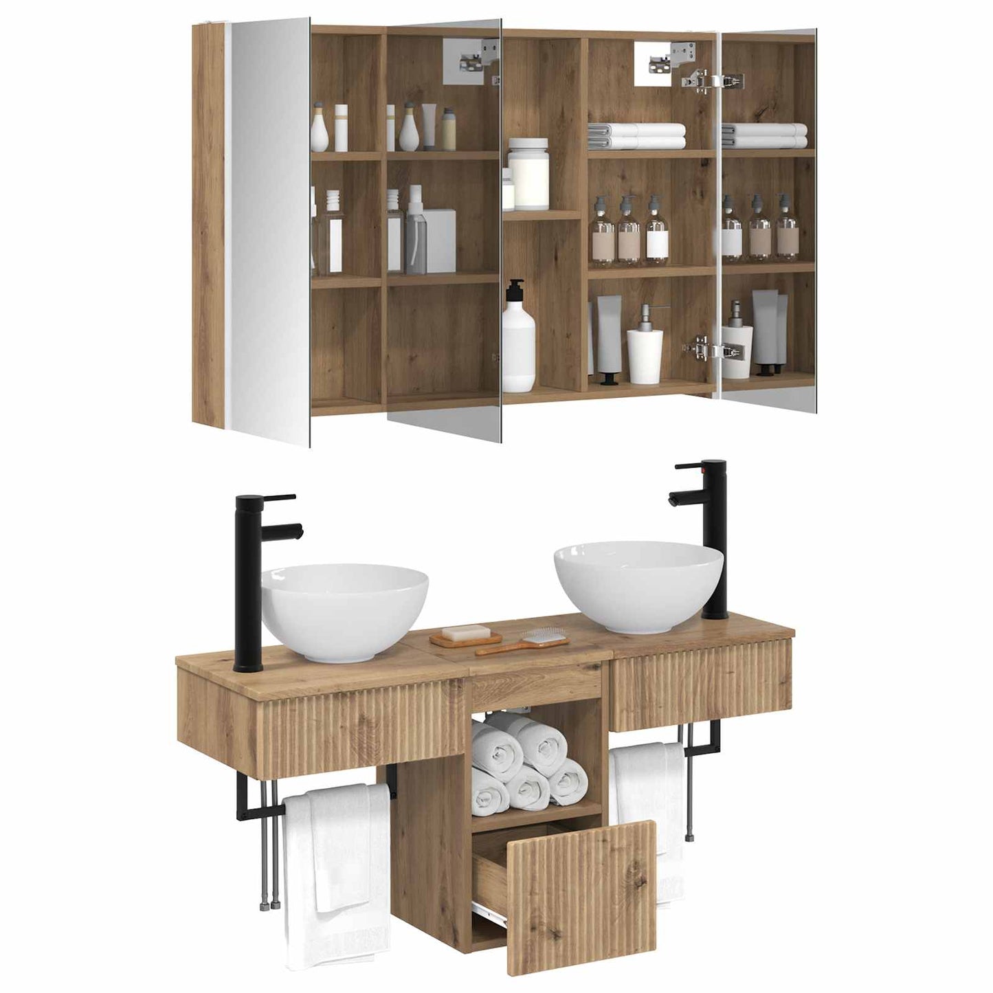 Bathroom Cabinet Set 4 pcs Artisan Oak Engineered Wood