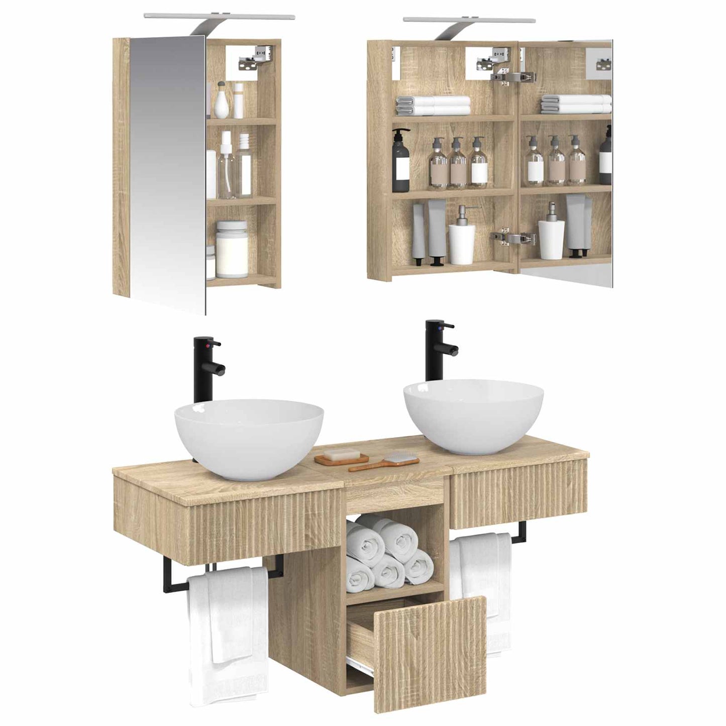 Bathroom Cabinet Set 5 pcs Sonoma Oak 40 x 10.5 x 60.5 cm