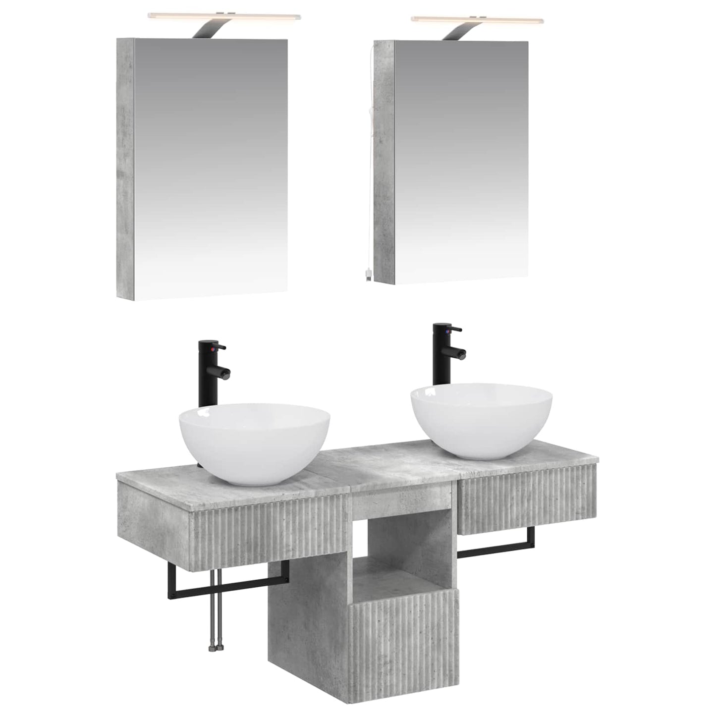 Bathroom Cabinet Set 5 pcs Concrete Grey 40 x 10.5 x 60.5 cm
