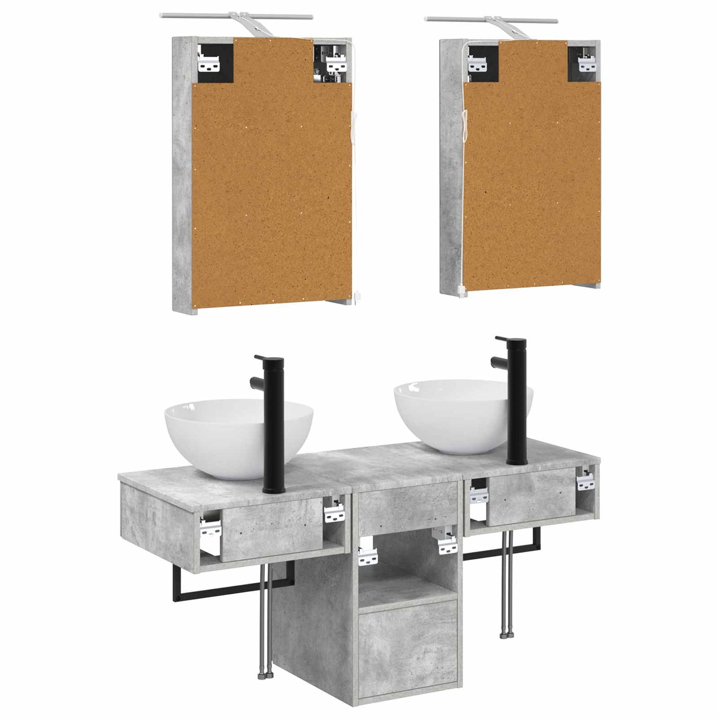 Bathroom Cabinet Set 5 pcs Concrete Grey 40 x 10.5 x 60.5 cm