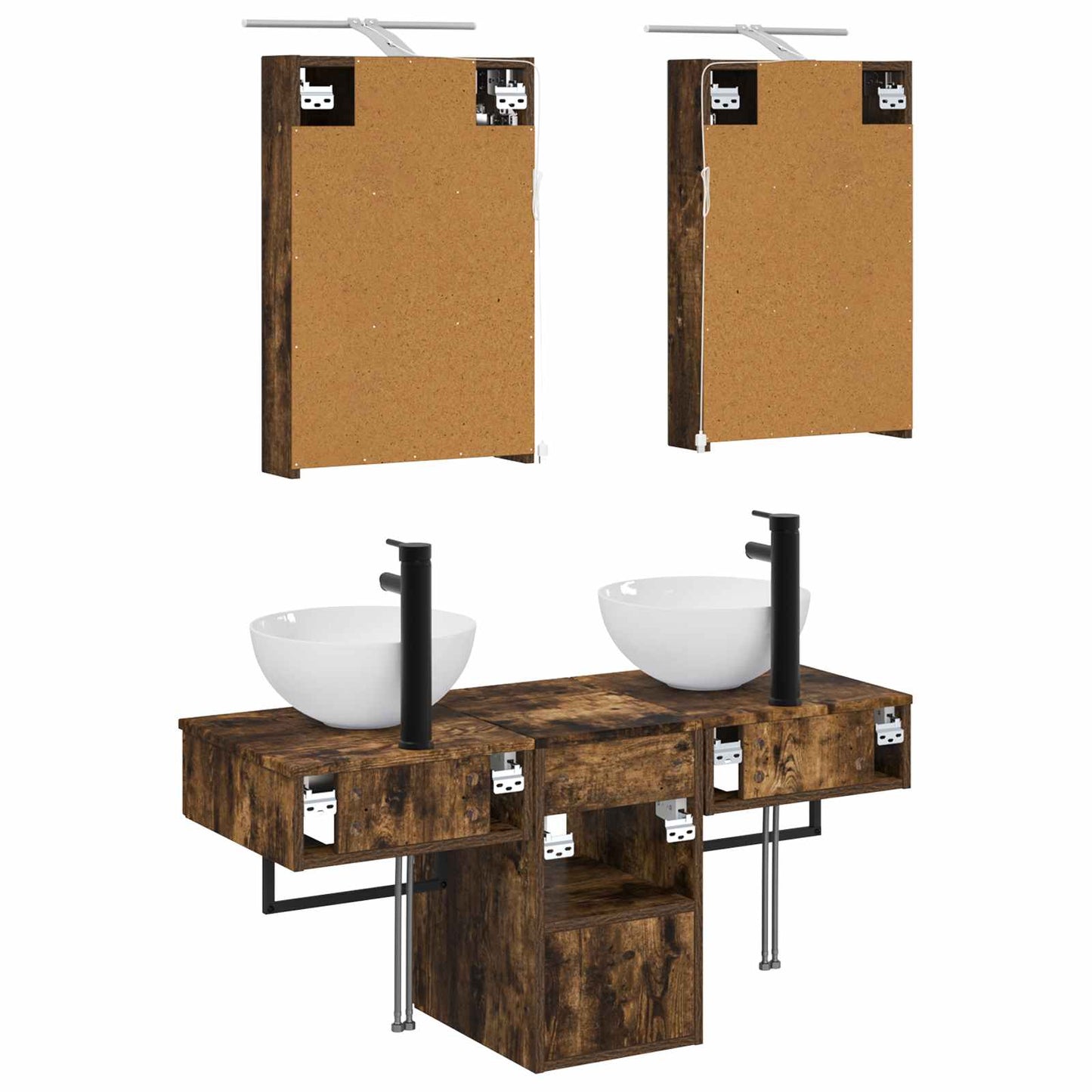 Bathroom Cabinet Set 5 pcs Smoked Oak 40 x 10.5 x 60.5 cm