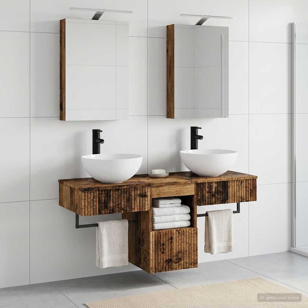 Bathroom Cabinet Set 5 pcs Old Wood 40 x 10.5 x 60.5 cm