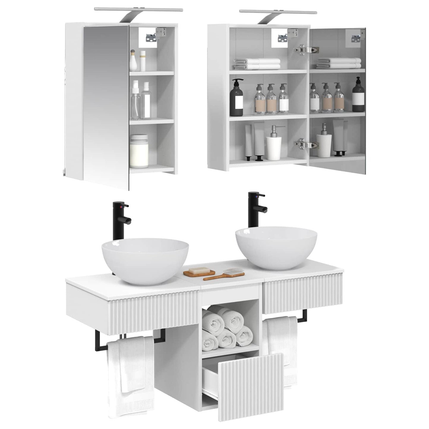Bathroom Cabinet Set 5 pcs White 43 x 16 x 62.5 cm