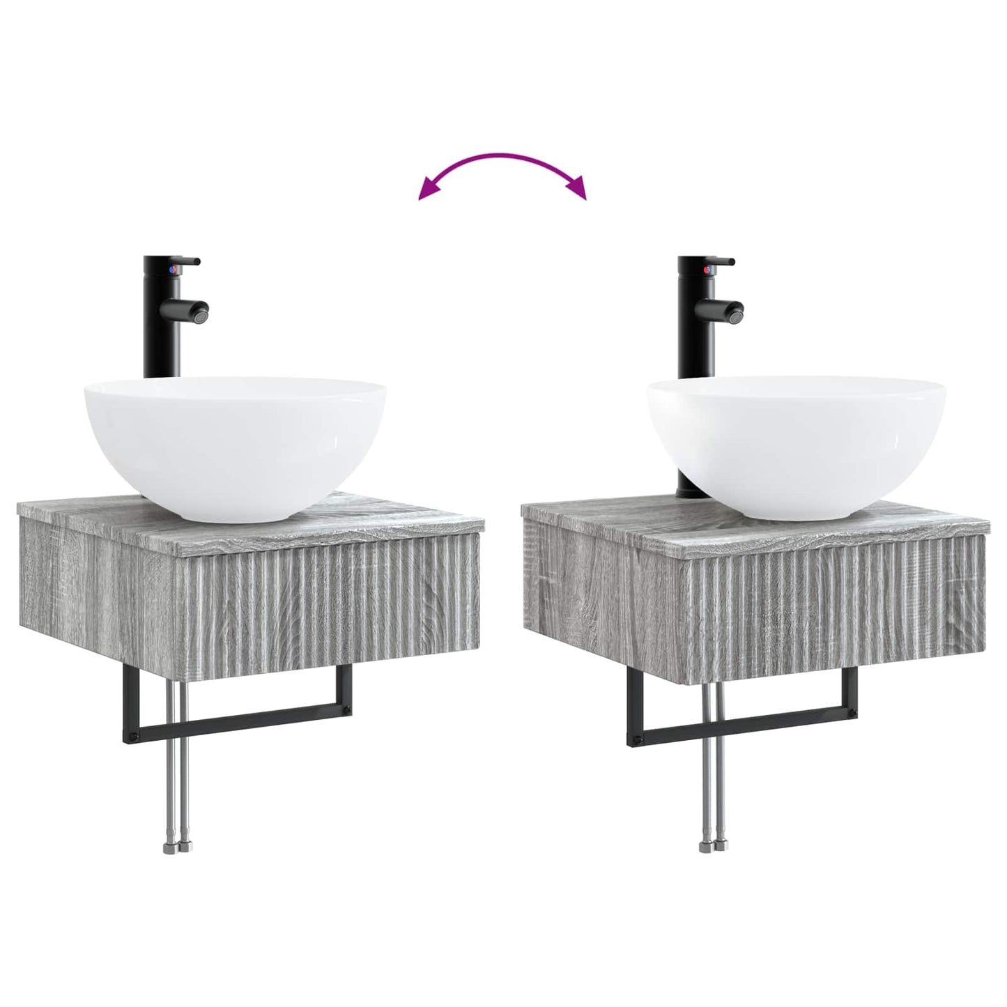Bathroom Cabinet Set 5 pcs Grey Sonoma 43 x 16 x 62.5 cm