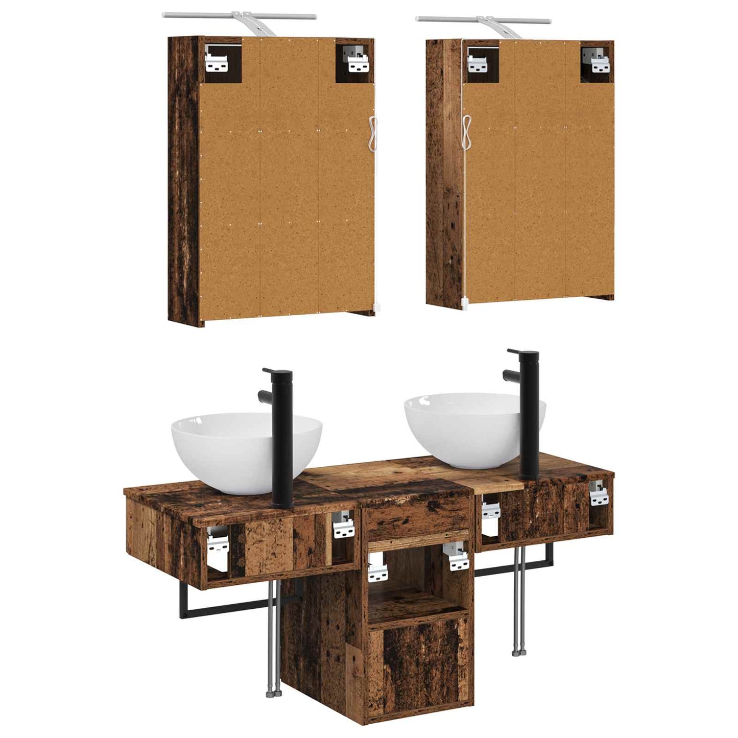 Bathroom Cabinet Set 5 pcs Old Wood 43 x 16 x 62.5 cm