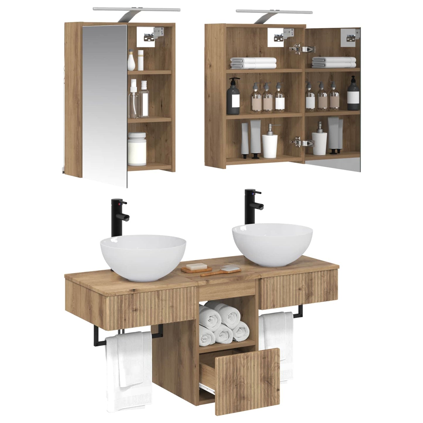 Bathroom Cabinet Set 5 pcs Artisan Oak Engineered Wood