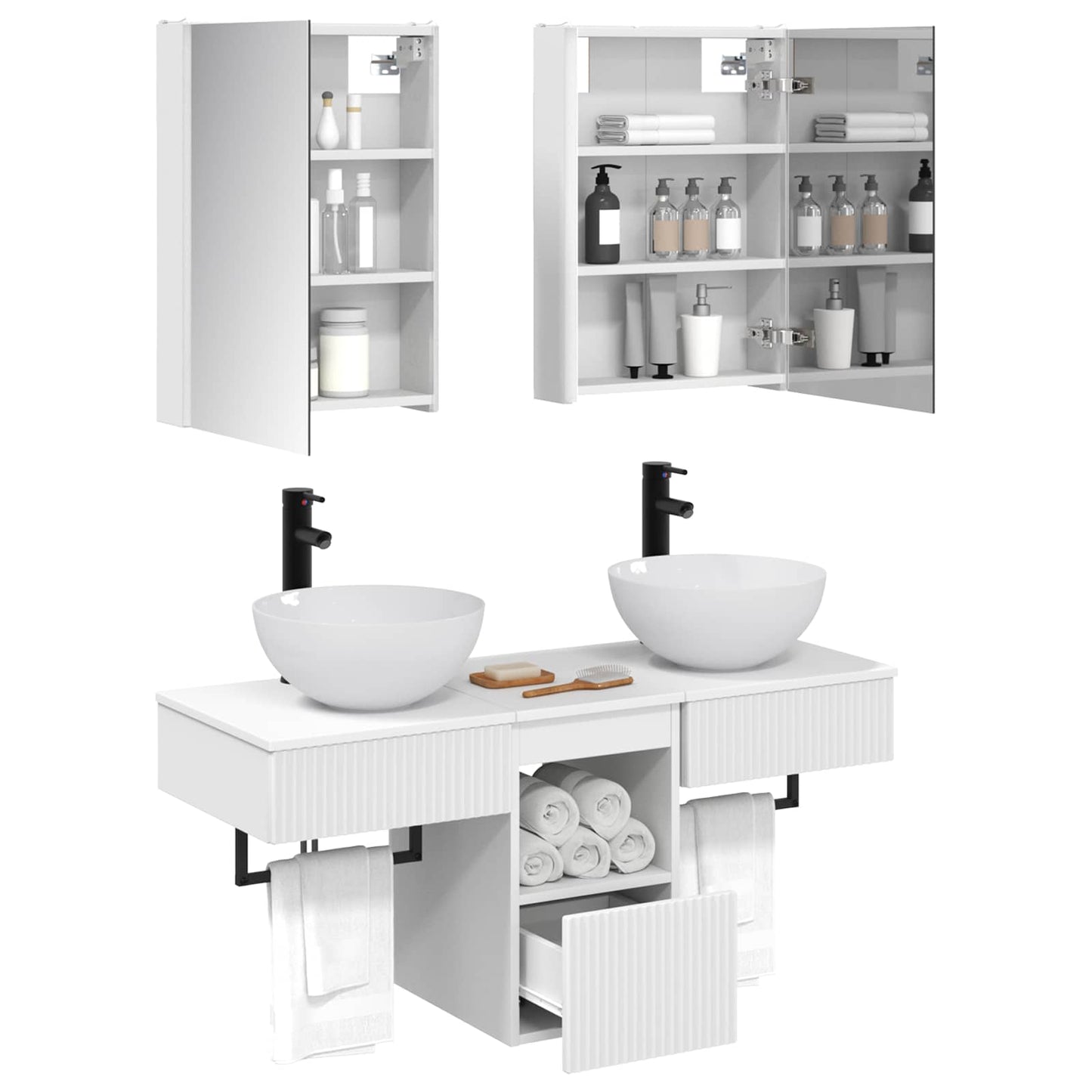 Bathroom Cabinet Set 5 pcs White 43 x 11.5 x 60.5 cm