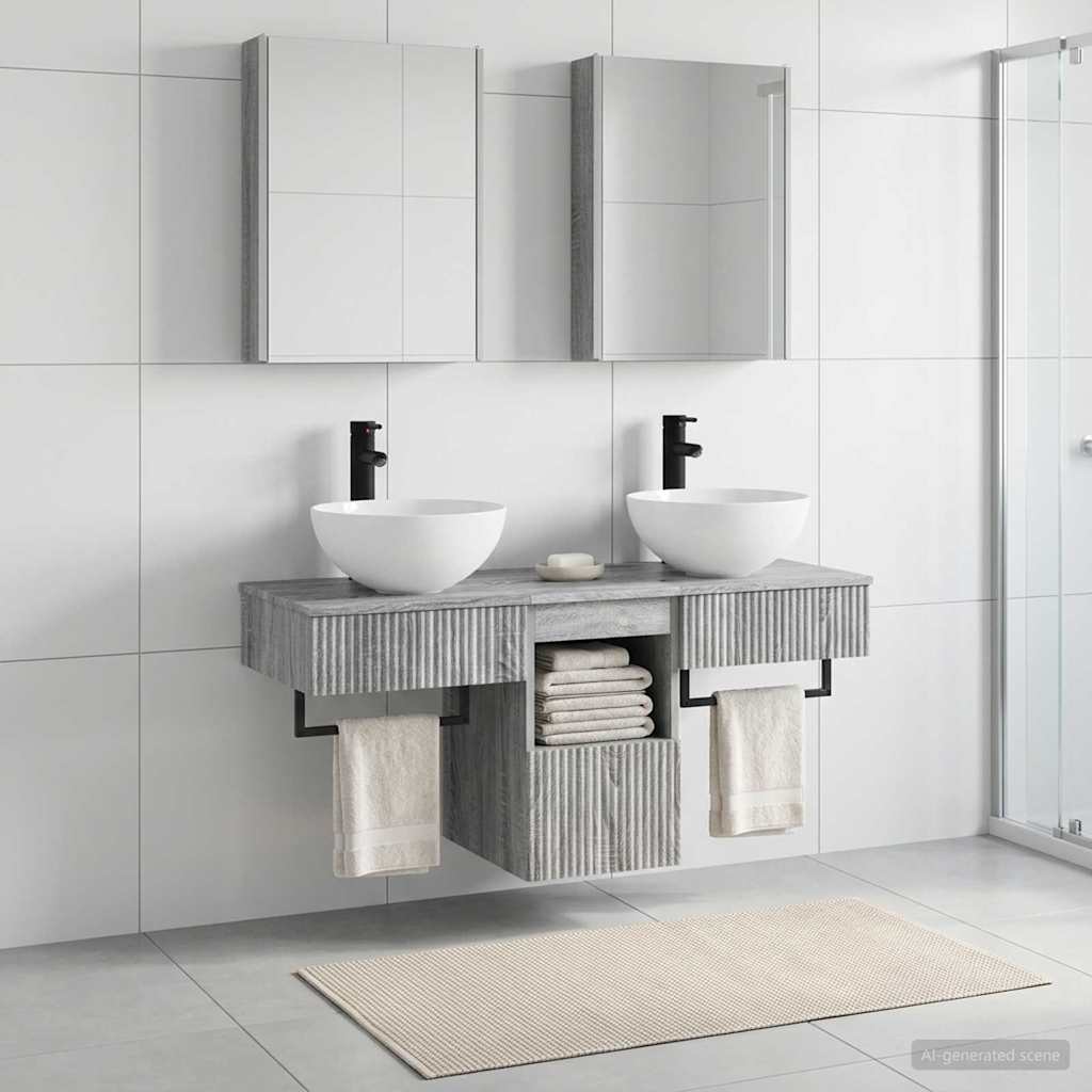 Bathroom Cabinet Set 5 pcs Grey Sonoma 43 x 11.5 x 60.5 cm