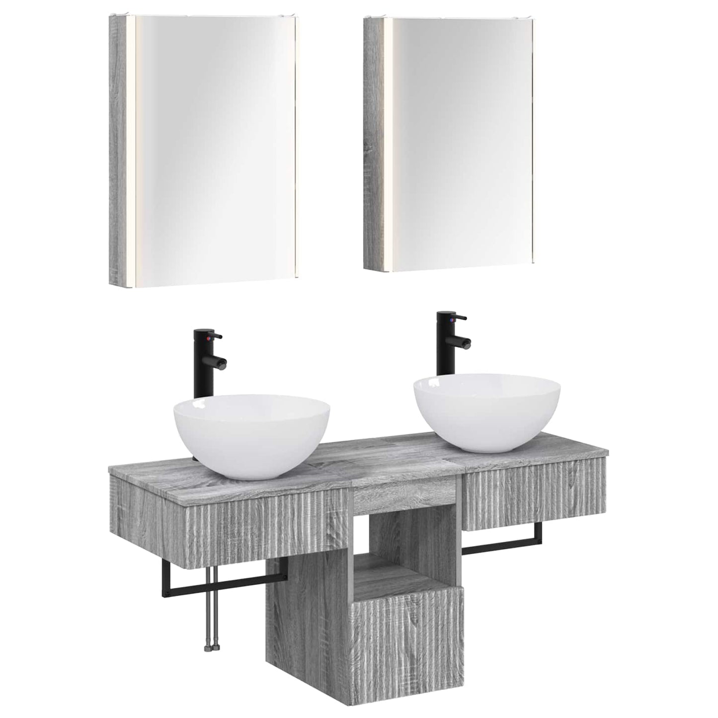 Bathroom Cabinet Set 5 pcs Grey Sonoma 43 x 11.5 x 60.5 cm