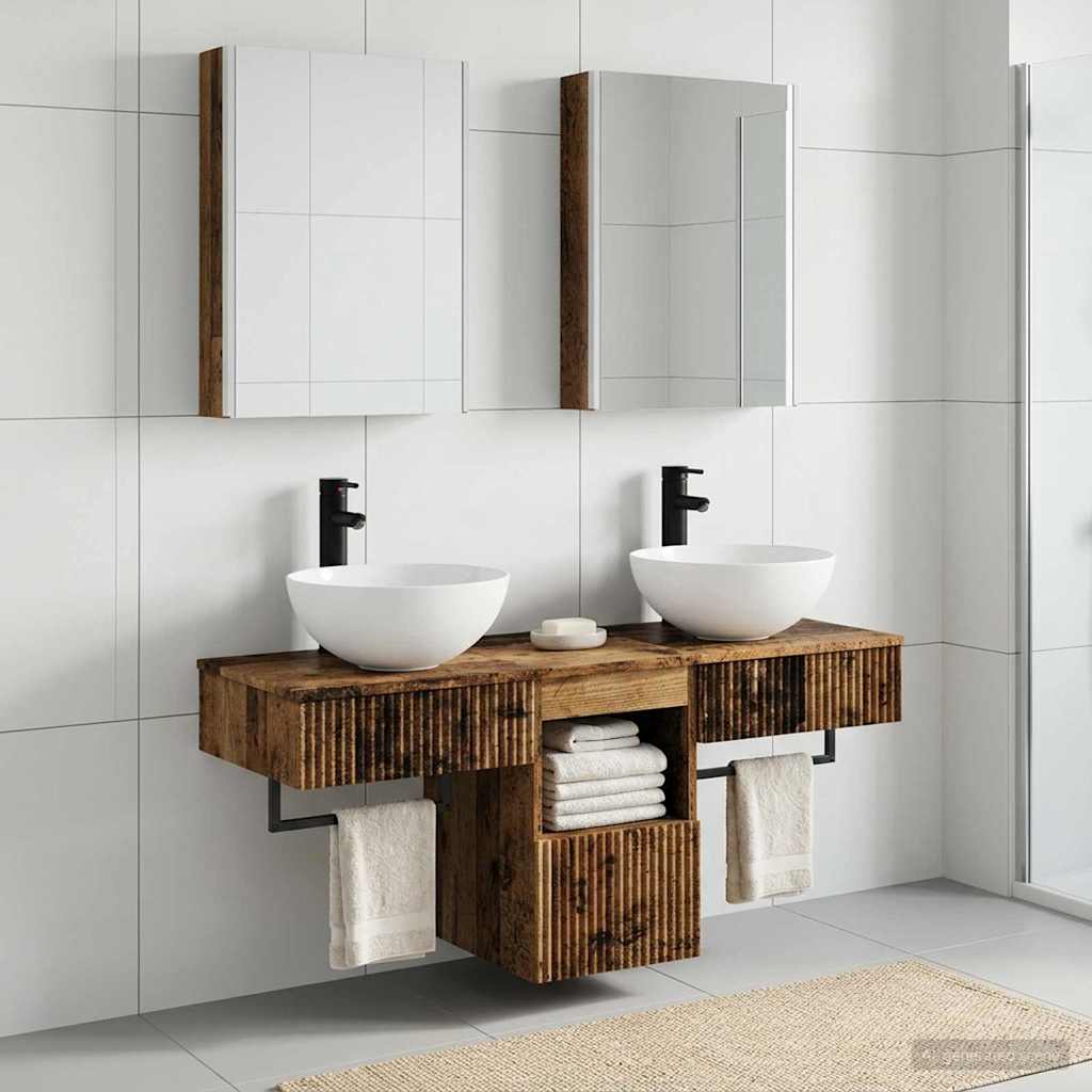 Bathroom Cabinet Set 5 pcs Old Wood 43 x 11.5 x 60.5 cm