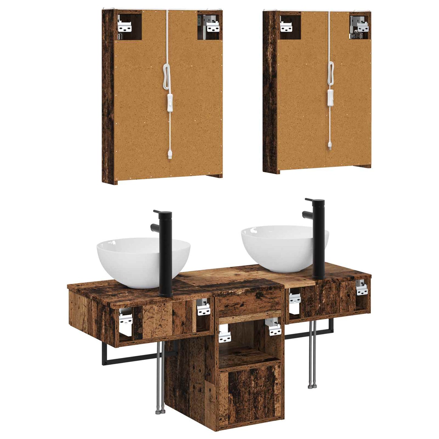 Bathroom Cabinet Set 5 pcs Old Wood 43 x 11.5 x 60.5 cm