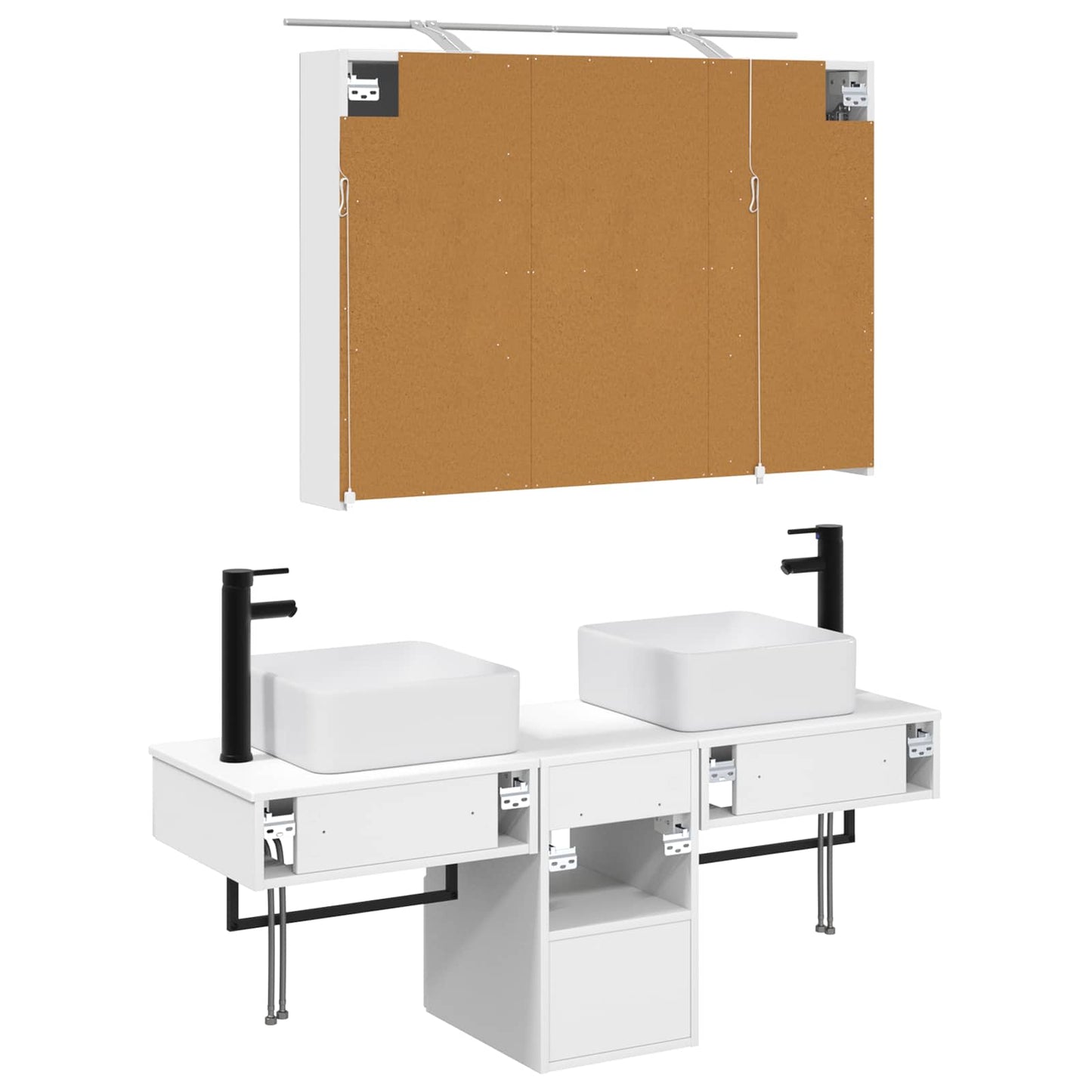 Bathroom Cabinet Set 4 pcs White 100 x 14.5 x 70 cm