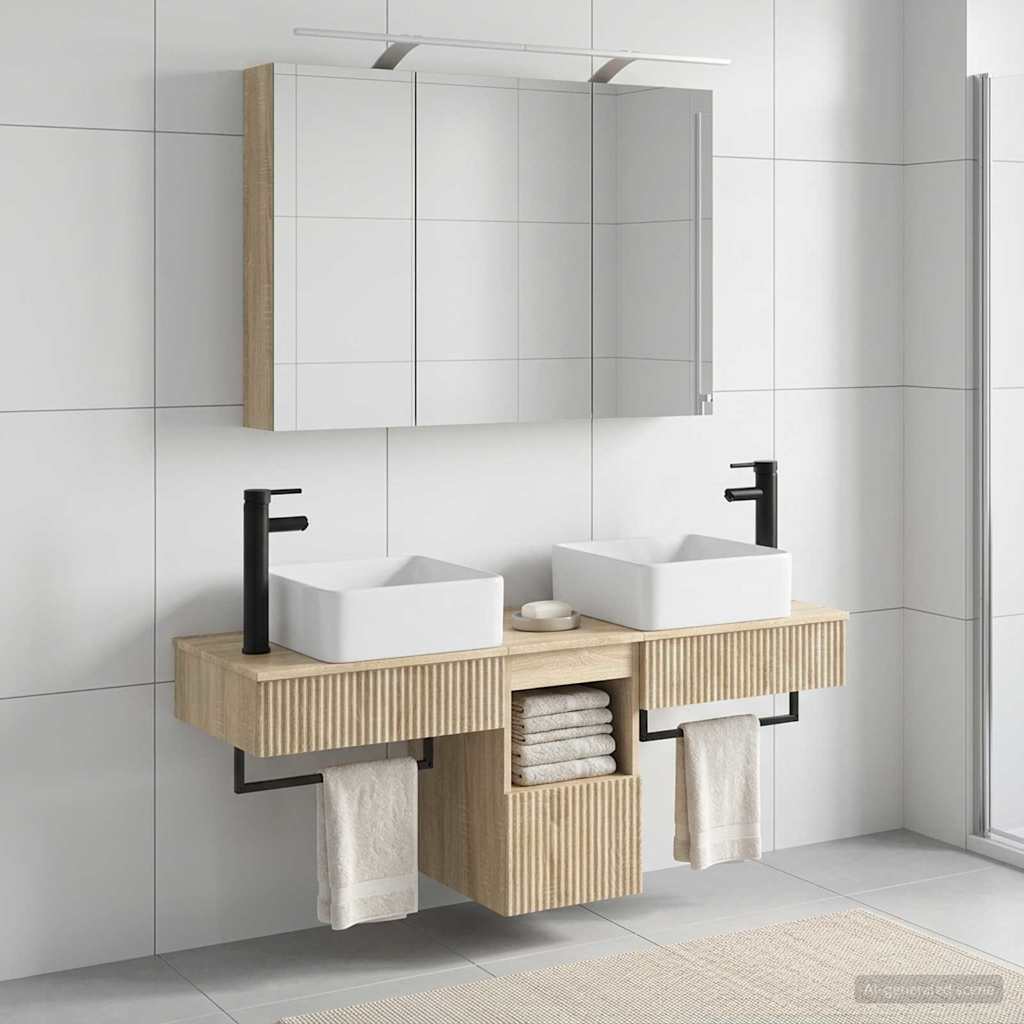 Bathroom Cabinet Set 4 pcs Sonoma Oak 100 x 14.5 x 70 cm