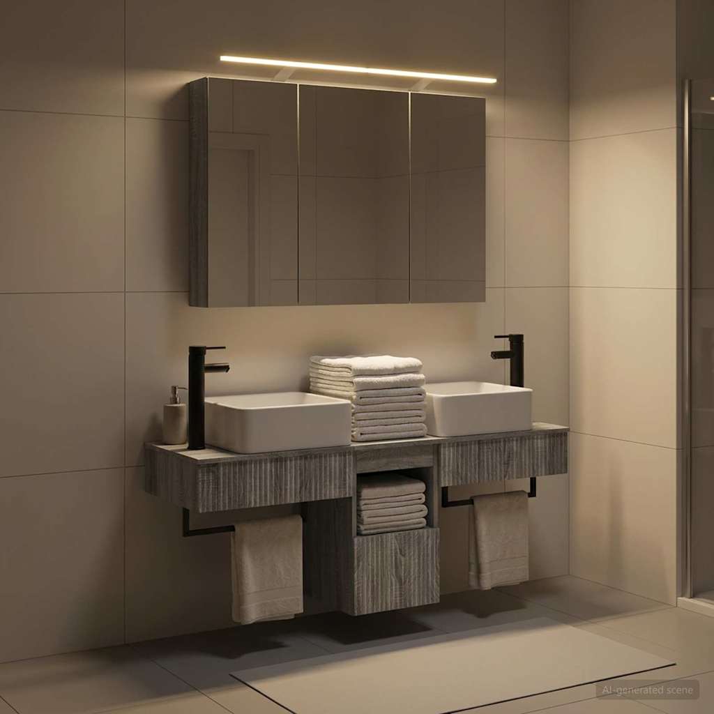Bathroom Cabinet Set 4 pcs Grey Sonoma 100 x 14.5 x 70 cm