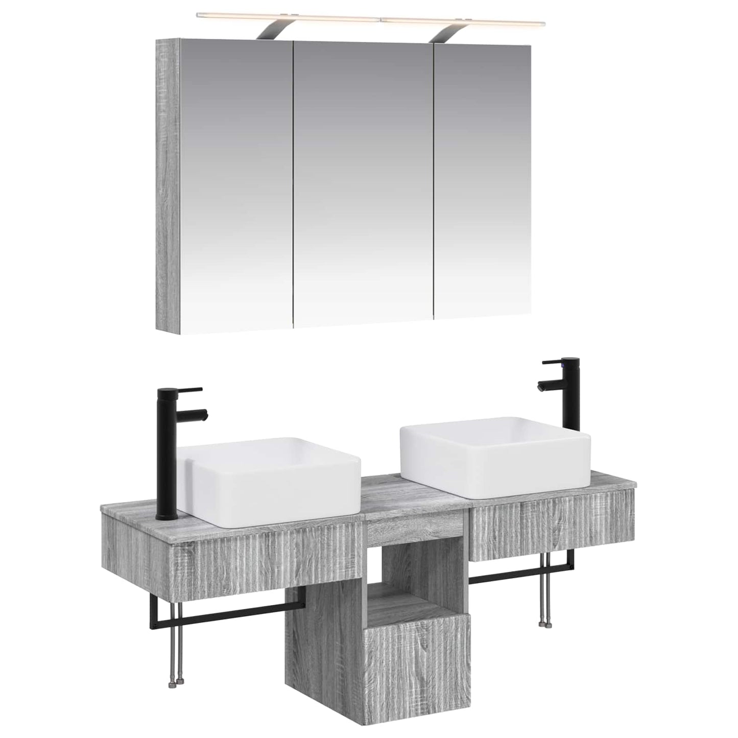 Bathroom Cabinet Set 4 pcs Grey Sonoma 100 x 14.5 x 70 cm