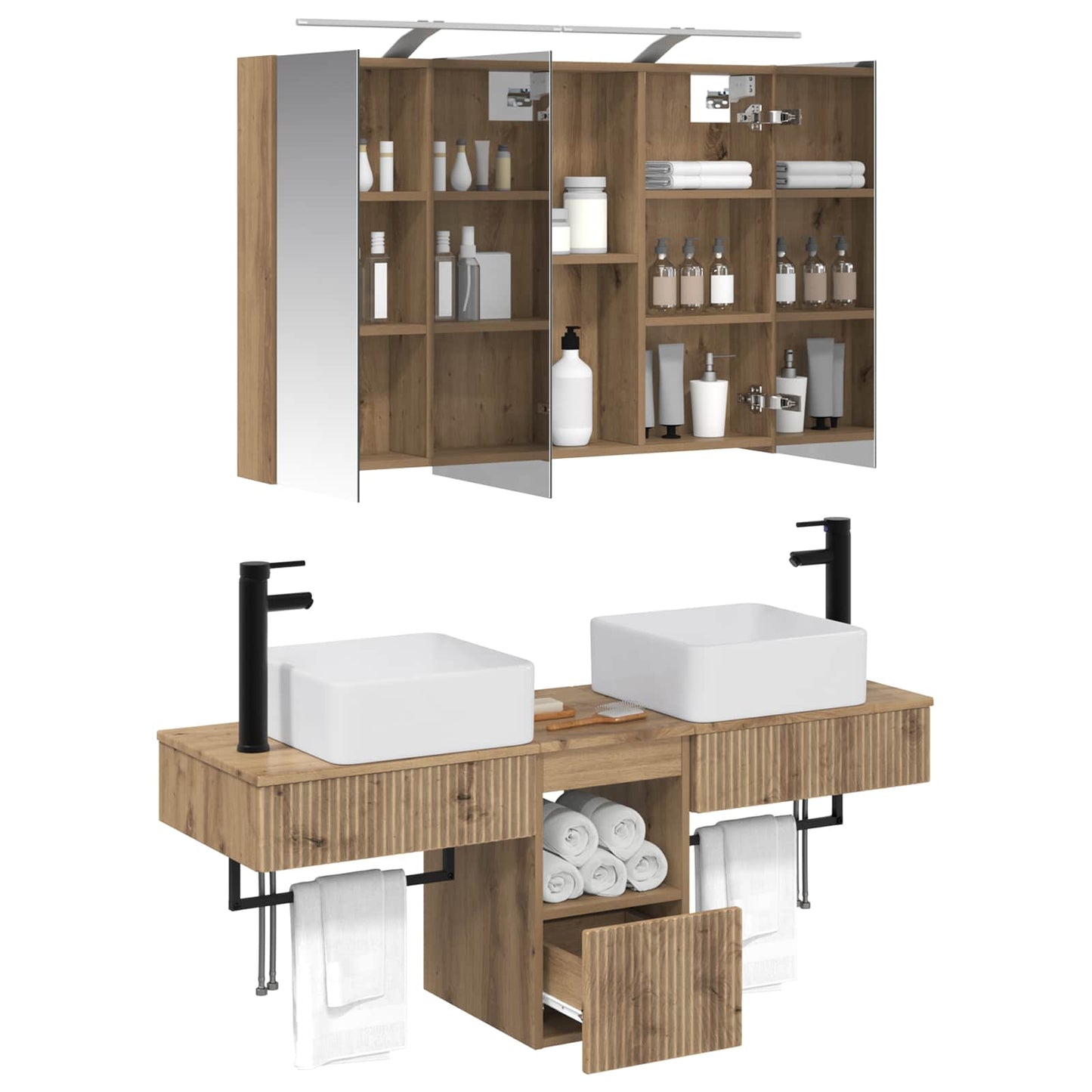 Bathroom Cabinet Set 4 pcs Artisan Oak 100 x 14.5 x 70 cm