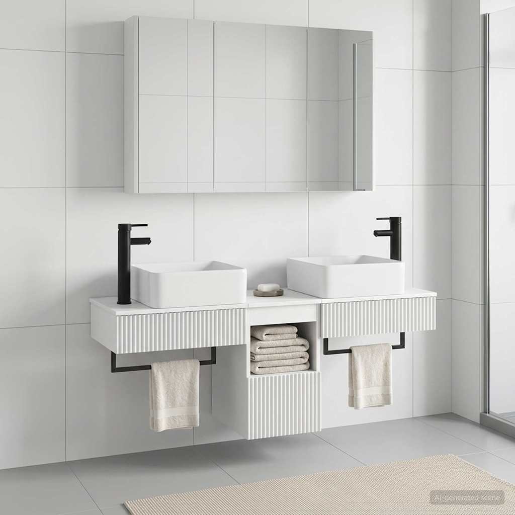 Bathroom Cabinet Set 4 pcs White 103.5 x 15.5 x 70 cm