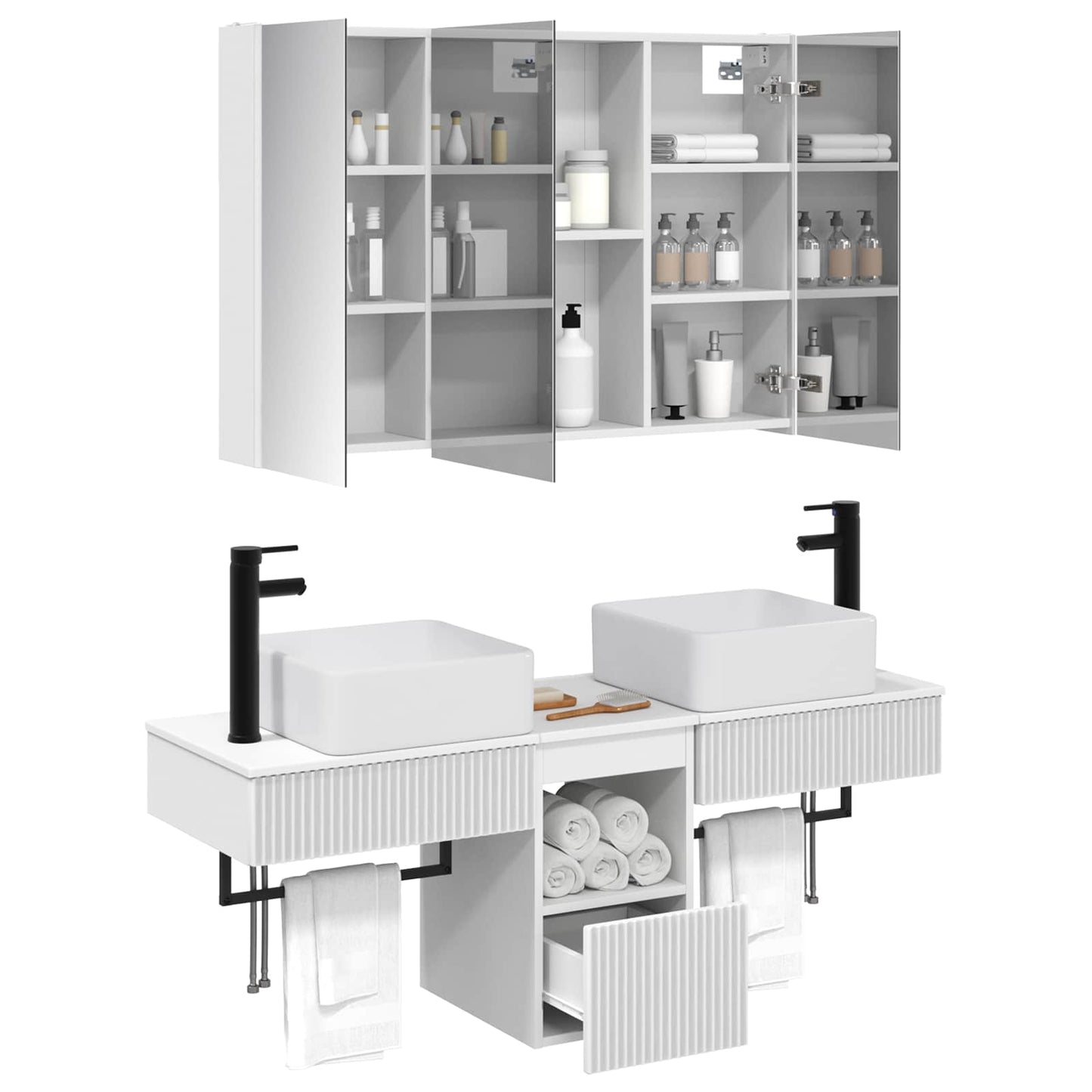 Bathroom Cabinet Set 4 pcs White 103.5 x 15.5 x 70 cm