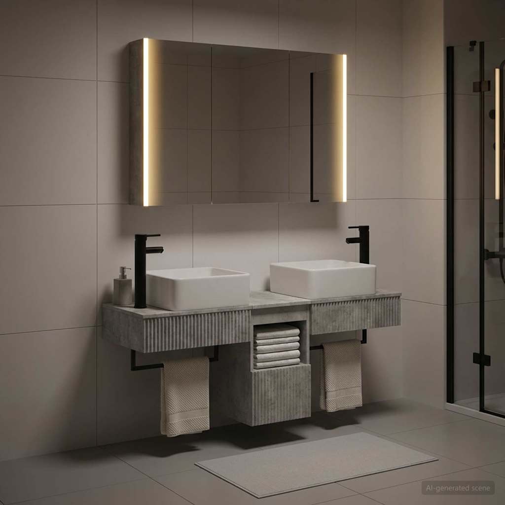 Bathroom Cabinet Set 4 pcs Concrete Grey 103.5 x 15.5 x 70 cm