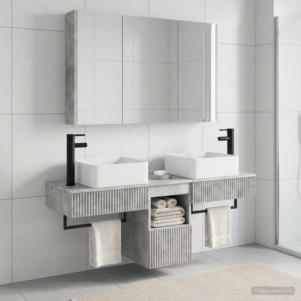 Bathroom Cabinet Set 4 pcs Concrete Grey 103.5 x 15.5 x 70 cm