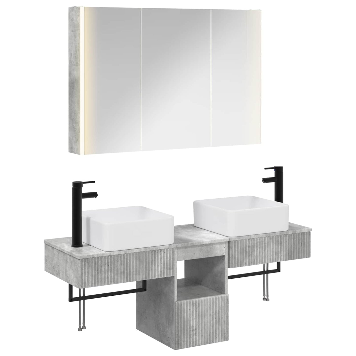 Bathroom Cabinet Set 4 pcs Concrete Grey 103.5 x 15.5 x 70 cm