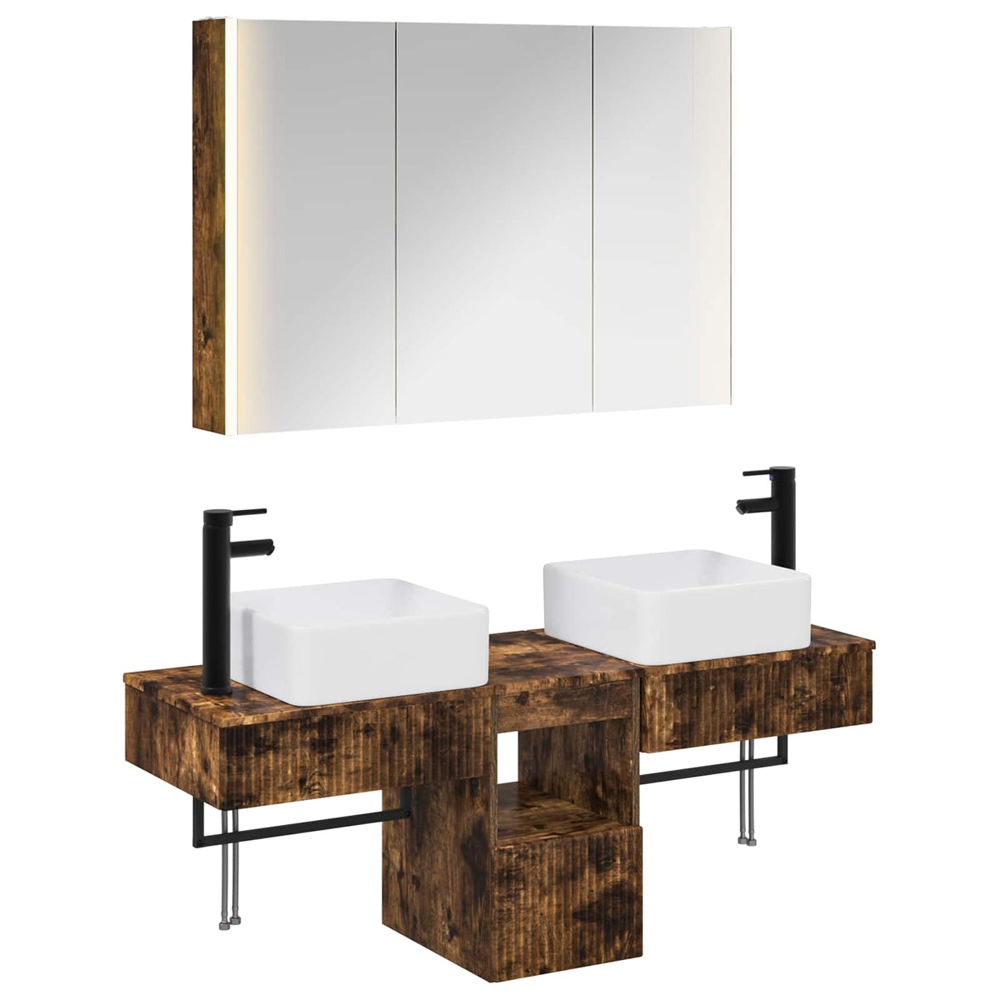 Bathroom Cabinet Set 4 pcs Smoked Oak 103.5 x 15.5 x 70 cm