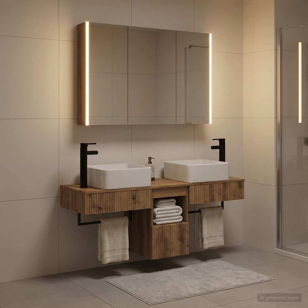 Bathroom Cabinet Set 4 pcs Artisan Oak Engineered Wood