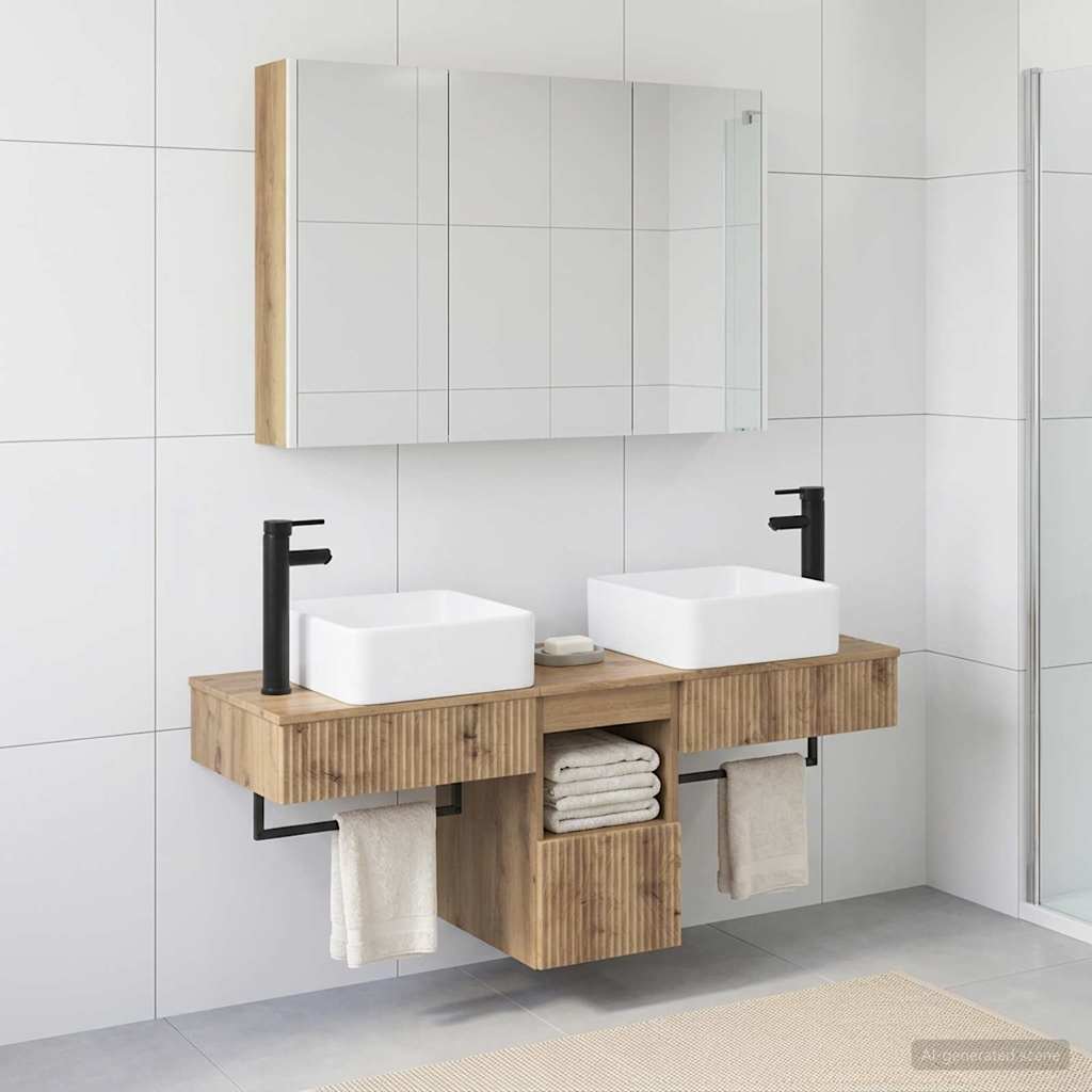 Bathroom Cabinet Set 4 pcs Artisan Oak Engineered Wood